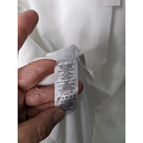 Ann Taylor Factory One Button Blazer White Blue Pinstripe Plus Size 16 NWT - Picture 8 of 11